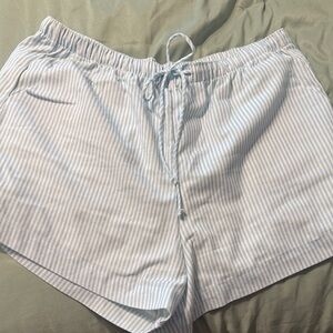 Amazon Light Blue and White Striped Women’s Lounge Shorts